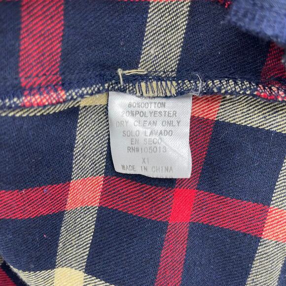 Andree By Unit Navy Blue Red Cream Plaid Flyaway Flannel - Picture 6 of 6